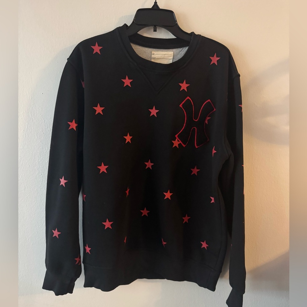 Men's Crewneck Black and Red Sweatshirt Medium